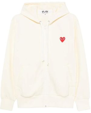 COMME DES GARÇONS PLAY Emblem Zip-Up Hoodie - White