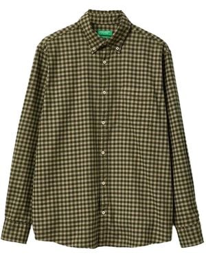 Benetton Gingham Button-Down Shirt - Green