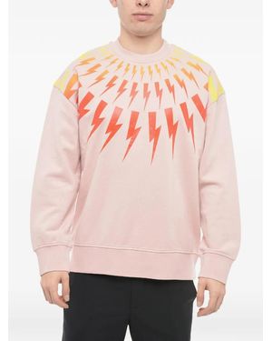 Neil Barrett Fair-Isle Thunderbolt-Print Sweater - Pink