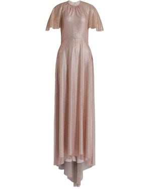 Alberta Ferretti Flutter-Sleeve Maxi Dress - Natural