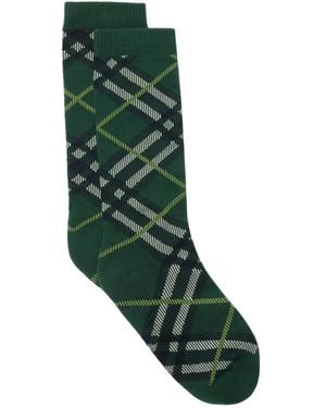 Burberry Check Cotton-Blend Socks - Green