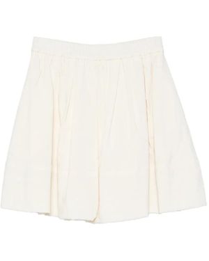 ODEEH Pleated Elasticated-Waistband Mini Skirt - White