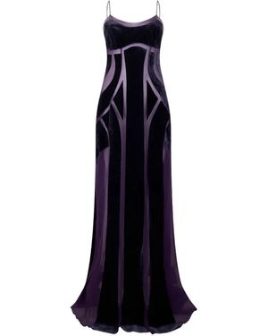 Alberta Ferretti Velvet Panelled Maxi Dress - Blue
