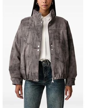 Patrizia Pepe Faded-Effect Zip-Up Bomber Jacket - Grey