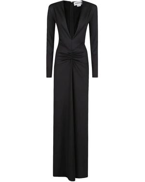Victoria Beckham Maxi-Jurk Met Hoge Hals - Zwart