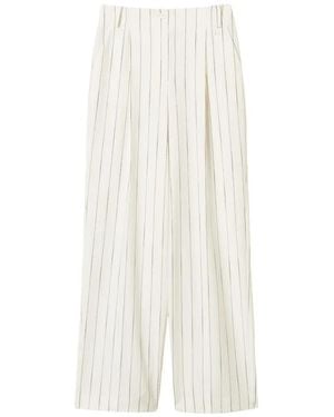 Twinset Pinstripe Palazzo Trousers - White