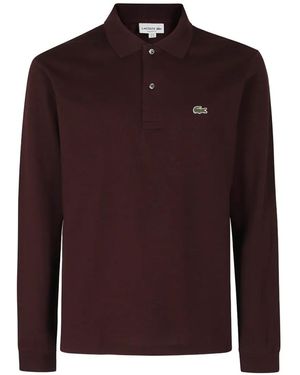 Lacoste Logo-Patch Long-Sleeve Polo Shirt - Purple