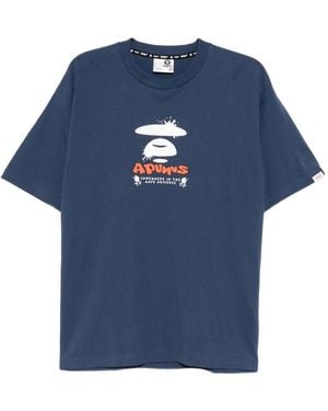 Aape By A Bathing Ape Logo-Print T-Shirt - Blue