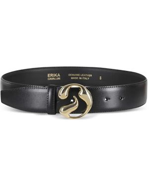 Erika Cavallini Semi Couture Noemi Shaped Buckle Belt - Black