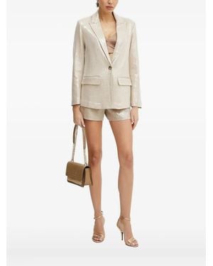 Silvian Heach Sequin-Embellished Single-Breasted Blazer - Natural
