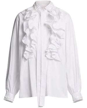 Elie Saab Ruffled Poplin Shirt - White
