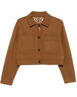 Max Mara Cropped Monogram-Print Jacket - Brown