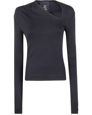 Thom Krom Asymmetric Neckline Long-Sleeve Top - Blue