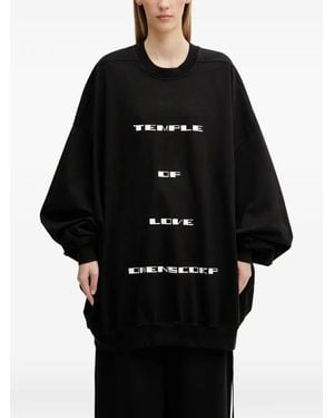 Rick Owens Slogan-Print Oversized Sweater - Black