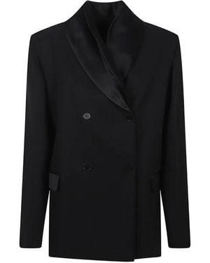Loulou de Saison Jiha Double-Breasted Shawl-Lapel Jacket - Black