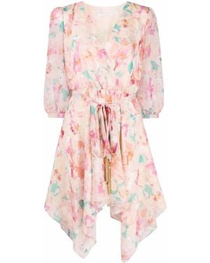 Patrizia Pepe Maxi Blooming Rose-Print Mini Dress - Pink