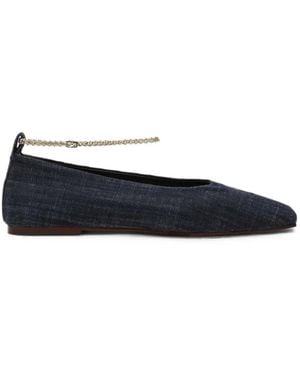 MARIA LUCA Chain-Detail Square-Toe Ballet Flats - Blue