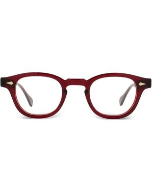 JULIUS TART Brille Mit Rundem Gestell - Rot