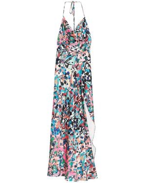 ROSERRY Seville Halterneck Abstract-Print Maxi Dress - White
