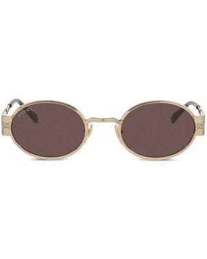 Gucci Gg-Logo Oval-Frame Sunglasses - Brown
