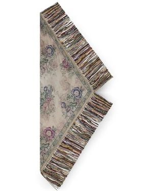 Pierre Louis Mascia Aloeuw Floral Fringed Silk Scarf - Natural