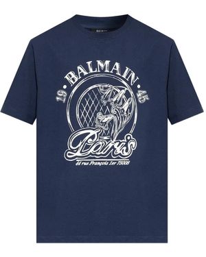 Balmain Logo-Print T-Shirt - Blue
