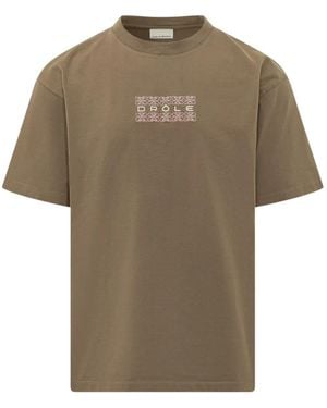 Drole de Monsieur Funny Ornaments Cotton T-Shirt - Brown