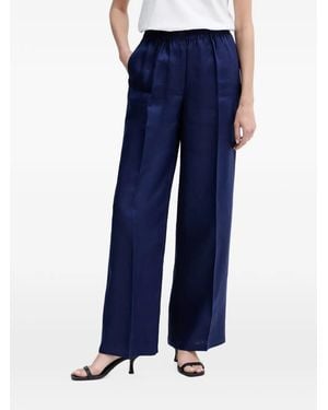 Sisley Pressed-Crease Wide-Leg Linen Trousers - Blue