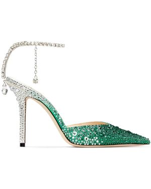 Jimmy Choo Saeda 100mm ビジュートリム パンプス - グリーン