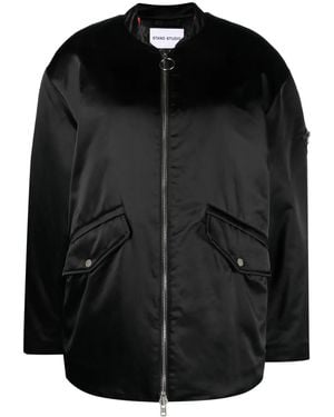 Stand Studio Prim Satin Bomber Jacket - Black