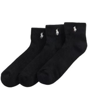 Polo Ralph Lauren Half-Cushioned Sport Ankle Socks (Set Of Three) - Black