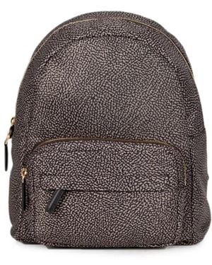 Borbonese B-Club Op-Print Front-Zip Backpack - Brown