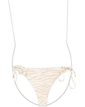 MC2 Saint Barth Marielle Zebra-Print Bikini Bottoms - White