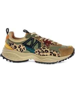 Flower Mountain Solin Leopard-Print Trainers - Metallic