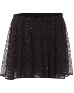 Twinset Lace Miniskirt With Sequins - Black