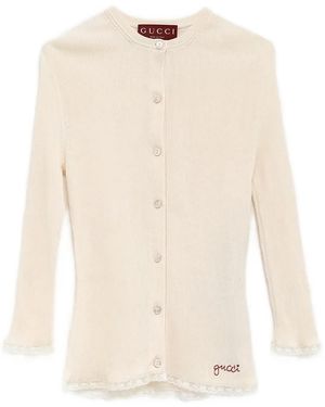 Gucci Lace-Trim Cardigan - Natural
