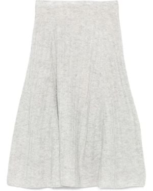 Twinset Ribbed Flared Midi Skirt - White