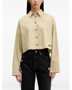 Karl Lagerfeld Tie-detail cropped shirt - Natur