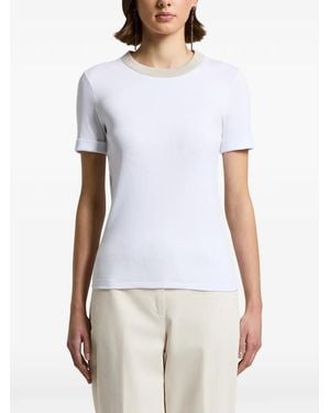 Peserico Ribbed-Trim Short-Sleeve T-Shirt - White
