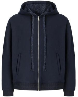 Missoni Zigzag-Lining Zip-Up Hoodie - Blue