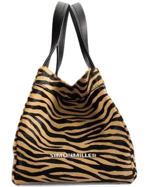 Simon Miller Quad Kalfsleren Mini-Tas Met Zebra-Print - Zwart