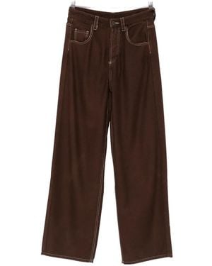 Uma Wang Contrast-Stitch Wide-Leg Pants - Brown
