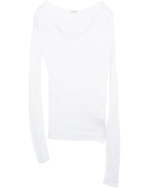 Helmut Lang Doorzichtige Top Met Gedraaid Detail En Lange Mouwen - Wit