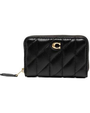 COACH Quilted Pillow Zip Around Cardholder - Black