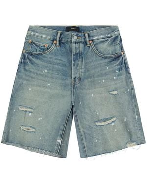 Purple Brand Painterly Rip Shorts - Blue