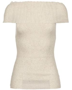 BOHEMSEO Off-Shoulder Ribbed-Knit Jumper - White