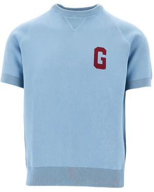 GALLIA Graphic Short Sleeve Jumper - Blue
