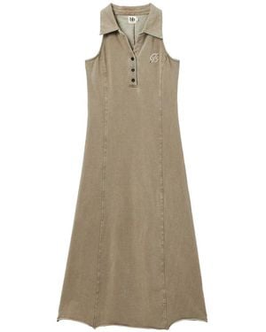 B+ AB Halterneck Crystal-Embellished Midi Dress - Natural