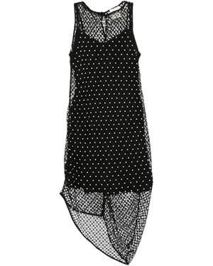 Paris Georgia Basics Pearl-Embellished Asymmetric Midi Dress - Black
