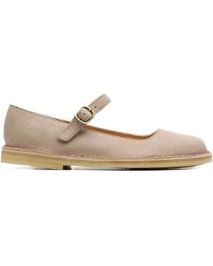 Clarks Desert Mary Jane Ballet Flats - White
